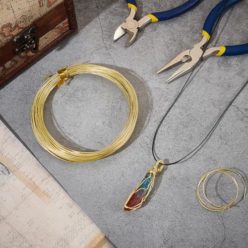 BENECREAT 65.6 Feet 20 Gauge(0.8mm) Brass Craft Jewelry Wire Gold Artistic Wrapping Wire Tarnish Resistant Round Copper Wire for Jewelry Beading Craft Making Ring Earrings DIY - size: 20 Gauge
