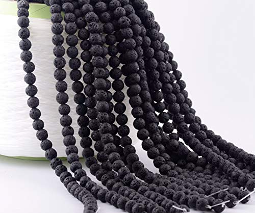 Natural Stone Beads 100pcs 8mm Black Lava Round Genuine Stone Beading Loose Gemstone Hole 1mm DIY Beads for Essential Oil Yoga Bracelet Necklace Earrings Jewelry Making (Black Lava Stone Beads,8mm) - color: Black Lava Stone Beads, size: 8mm
