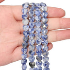 22pcs Faceted Heart Bead Natural Blue Dot Stone Beads 8mm Crystals and Healing Stones for Jewelry Making Supplies,Friendship Bracelet Kit,Love Gifts - color: Blue Dot Stone