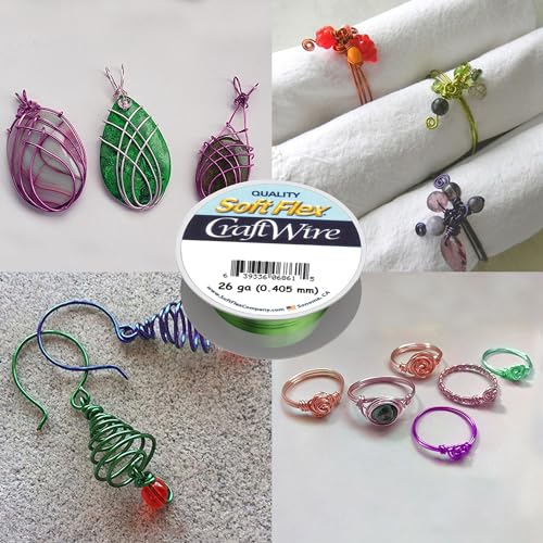 Soft Flex 26 Gauge Craft Wire - 27 Meters - Jewelry Wire with Tarnish Resistant Silver Plating - style: Green