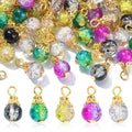Ipotkitt 100 Pcs Crackle Glass Round Bead Charms Colorful Drop Crystal Bead Charms Mini Dangle Beads for Jewelry Making DIY Necklace Earring Accessory - color: 100pcs-Crackle Glass Charms-15~15.5mm