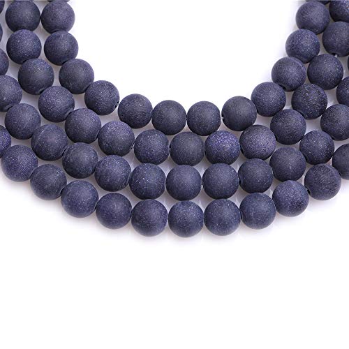 8mm Blue Sandstone Frosted Matte Unpolished Round Beads for Jewelry Making Strand 15 inch - color: Blue Sandstone, size: 8mm