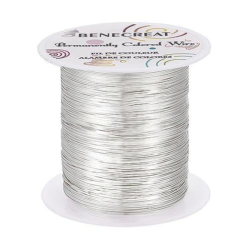 BENECREAT 24 Gauge 87 Yards Tarnish Resistant Silver Wire Jewelry Beading Wire for Beading Wrapping and Other Jewelry Craft Making - color: Silver, size: 24 Gauge