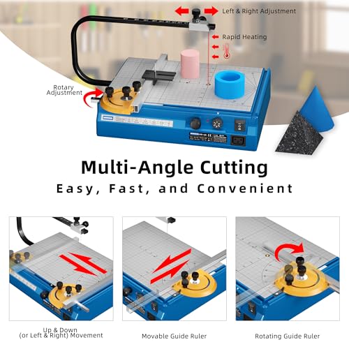 Hot Wire Foam Cutter, Foam Cutting Worktable with Elevated Extension Rail, Hot Wire Cutting Tool for EVA, Sponge, KT board, Insulation panels, Polystyrene Foam Various Thermoplastic Materials Blue - color: Blue