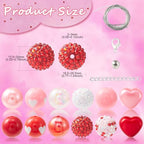 DanLingJewelry 50pcs 20mm Valentine's Day Theme Pink & Red Bubblegum Acrylic Heart Beads for DIY Jewelry Making Accessories - color: 50pcs - Valentine