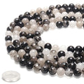 70PCS Natural 8MM Healing Gemstone, Black Rutilated Quartz Energy Stone Round Loose Beads, Semi-Precious Crystal Beads with Free Elastic String for Jewelry Making DIY - color: Black Rutilated Quartz