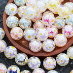 15Pcs Acrylic Beads Round 16mm UV Bead in Bead with Daisy Print Fit for DIY Jewelry Bracelet Necklace Keychain Beadable Pens Mobile Phone Chain Making Cute (Daisy-Mixed Color) - color: Daisy-Mixed color