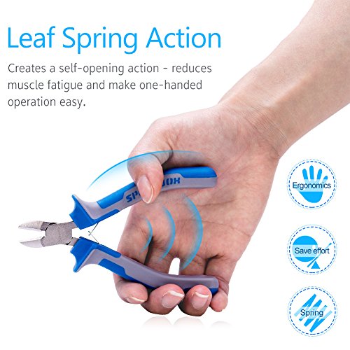 SPEEDWOX 4 Inches Diagonal Pliers Small Wire Cutters Mini Precision Plastic Nippers Plastic Side Cutter Side Cutting Micro Fine Pliers Functional Professional Hand Tool with Spring for Jewelry Making - style: 4" Diagonal Plier