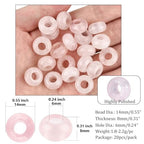 20Pcs Natural Rose Quartz Large Hole Beads, 8x14mm Rondelle Gemstone Spacer Beads 6mm Big Hole for Jewelry Making, Beading Bracelets, Macrame & Hair Braiding - color: Pink Rose Quartz