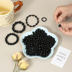 1200Pcs Black Beads, Acrylic Pony Beads, 4/6/8/10/12mm Round Smooth Bead for Bracelets, Spacer Pearl Craft Beades for Bracelet Necklace Jewelry Making (Black) - color: black