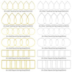 Oubaka 192pcs Earring Hoop Jewelry Making, 3 Shapes Earrings Beading Hoop Bulk Hypoallergenic Square Teardrop Round Earring Findings for DIY Crafts Accessories Supplies (Gold&Silver) - color: 192PCS;Teardrop,Square,Round;Gold,Silver