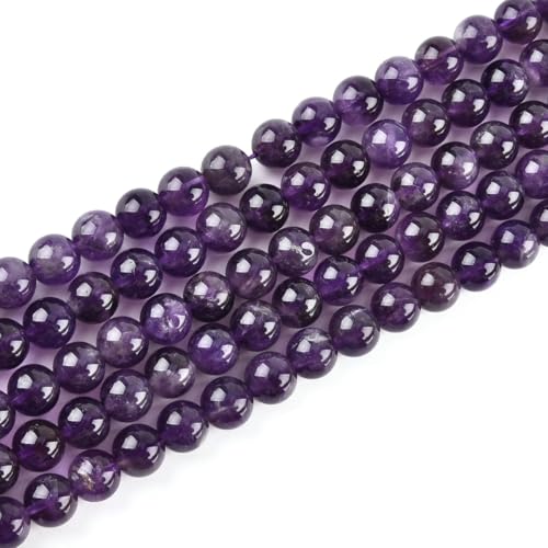 8mm Natural Amethyst Beads Round Gemstone Loose Beads for Jewelry Making (48pcs/Strand) - color: Amethyst, size: 8mm