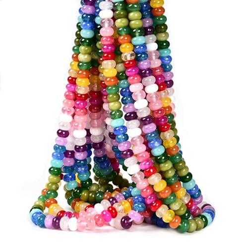 ICAI Beads Natural 5x8mm Rondelle Beads, Natural Abacus Disk Stone Beads Loose Spacer Gemstone for DIY Bracelet Necklace Jewelry Making (Mulitcolor) - color: Mulitcolor, size: 5x8