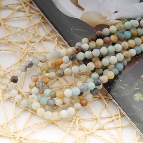 240Pcs Natural Amazonite Gemstone Beads Energy Healing Crystal Stone Round Loose Gemstone Stone Beads for Jewelry Making, DIY Bracelets Necklaces (Amazonite Beads-6mm) - color: Amazonite Beads-6mm