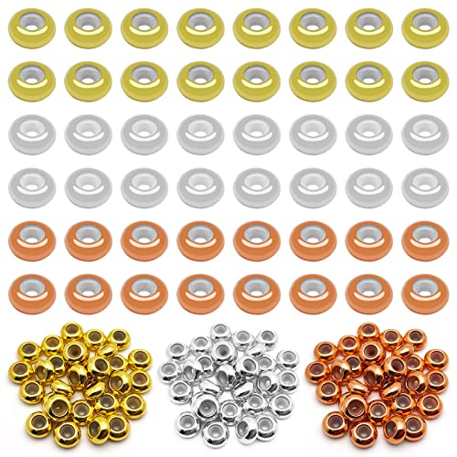 90pcs Slider Beads 8mm Stopper Beads with Rubber Inside Brass Silicone Slider Beads Adjustable Slider Clasps for DIY Bracelets Necklaces Jewelry Making(2mm Hole,3Colors) - color: Gold,silver,rose gold