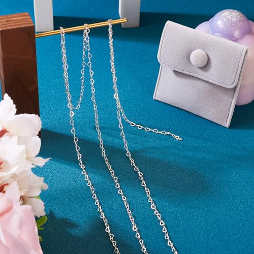Craftdady 1M 925 Sterling Silver Heart Link Chain 3x4mm Soldered Necklace & Bracelet Unisex Fashion Chains for Men & Women DIY Earring Jewelry Making - color: Sterling Silver-Heart, size: 3x4mm