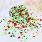 60g Mixed Pearls and Rhinestones - Flatback Rhinestones and Pearls for Crafts Tumblers Shoes Nails Face Art, 2-10mm Mixed Sizes, Red|Green|White - color: Christmas Blend | Mix Red | Green | White