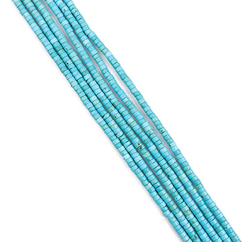 BEADIA Natural Blue Turquoise Spacer Beads Caps Loose Semi Gemstone for Beading Jewelry Making 4mmx2mm 38cm - color: Blue Turquoise, size: Round 4mm x 2mm