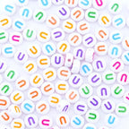 300Pcs Vowel Letter Beads U 4X7mm Individual Round Alphabet Beads for Charms Bracelets Making - color: Round - U