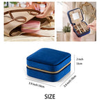 ZPROW Plush Velvet Travel Jewelry Case, Travel Jewelry Organizer, Jewelry Travel Case, Travel Jewelry Box, Small Jewelry Case, Jewelry Travel Box, Earring Organizer with Mirror - NavyBlue 4packs - color: Velvet 4 Pack - Navy Blue