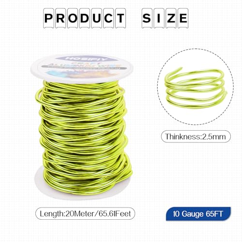 10 Gauge Aluminum Craft Wire, 2.5mm Jewelry Wire for Jewelry Making Supplies and DIY Metal Craft Art (Fluorescent Green, 65 Feet) - color: Fluorescent Green, size: 10Gauge 65FT