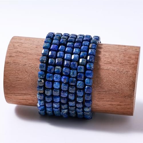 Natural Faceted Lapis Lazuli Cube Stone Beads 5-5.5mm 60pcs/str Loose Square Semi Gemstone Stone Beads for Making Bracelets Necklace Earrings - color: Lapis Lazuli