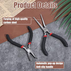 2 PCS Small Needle Nose Pliers, 2 Sizes Mini Jewelry Pliers Portable Long Noses Plier & Bent Noses Plier for Making Repairing Jewelry Wrapping Bending Wire DIY Crafts Supplies