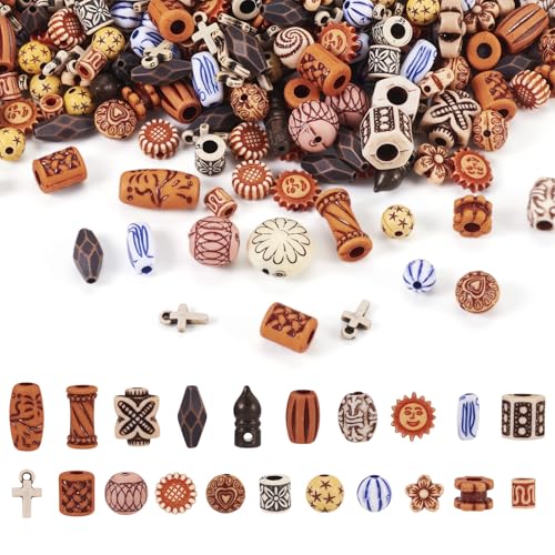 Cheriswelry Assorted Vintage Acrylic Beads (100G) - Round, Heart, Flower, Drop, Oval Shapes - Loose Beads for Jewelry Making - color: Vintage Color