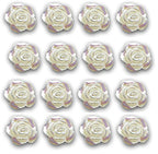 50pcs Round Ivory Cream Flat Back Pearl Flower Rose 12mm AB Irridescent Embellishments Weddings Crafts