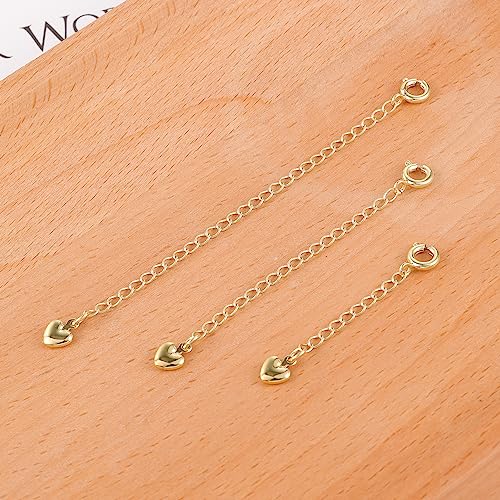 Gold Necklace Extenders,14K Gold Chain Extenders with Round Clasp, Durable Plated Solid Brass Necklace Bracelet Anklet Extension Chains(1 2 3 Inch,Gold) - color: B-Gold, size: 1,2,3inch