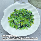 400pcs 3mm Round Crystal Glass Beads Round Faceted Spacer Beads for Jewelry Making Bracelet Earring Necklace Wind Chimes Suncatchers DIY Craft Making Supplies(Green Series) - color: Green Series, size: 3mm