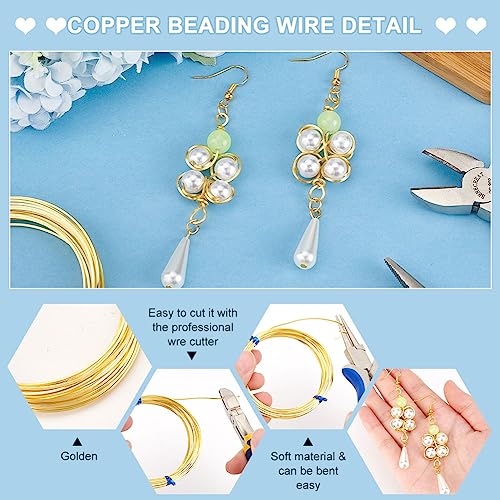 BENECREAT 14K Gold Plated Square Copper Wire - 16.4FT 20 Gauge Wire for Jewelry Making, Beading, Crafting - color: 14K Gold, size: 20 Gauge