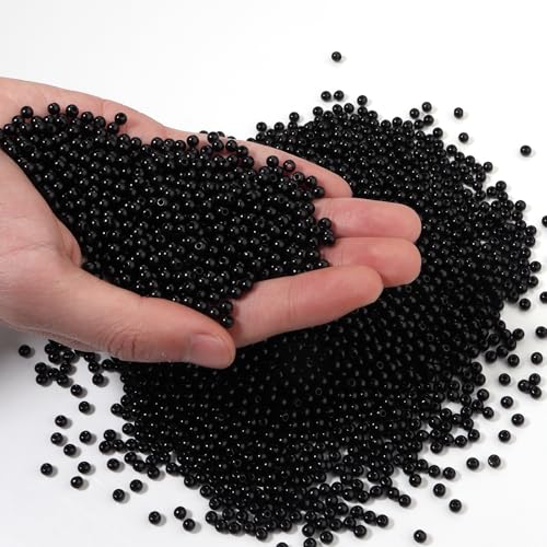 2500pcs Black 4mm Pearl Beads with Hole Round Pearls for Crafting Loose Pearl Beads for Jewelry Making Fake Pearls Bead for Bracelets Necklaces Earrings Key Chains Accessories DIY - color: Black, size: 4mm,2500pcs