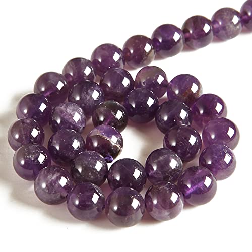 150pcs 8mm Amethyst Beads Natural Gemstone Beads Round Loose Beads for Jewelry Making - color: Amethyst, size: 8mm