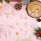 MARFOREVER 40 Pcs/20 Pairs Christmas Charms for Jewelry Making, Pink Christmas Enamel Charm Holiday Xmas Bangle Pendants for Bracelet Necklace Earrings Making Accessories - style: Pink Christmas