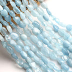 HAAMIIQII Natural Blue Aquamarine Pebble Stone 5-8mm Small Irregular Freeform Tumbled Loose Gemstone Beads for Jewelry Making Strand 15 Inch (45-50pcs) - color: Aquamarine
