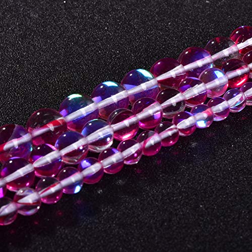Smooth Angel Aura Quarz Beads Shining Mermaid Mystic Gemstone Loose Beads for DIY Jewelry Making 38pcs/Strand (Red,10mm) - color: Red, size: 10mm