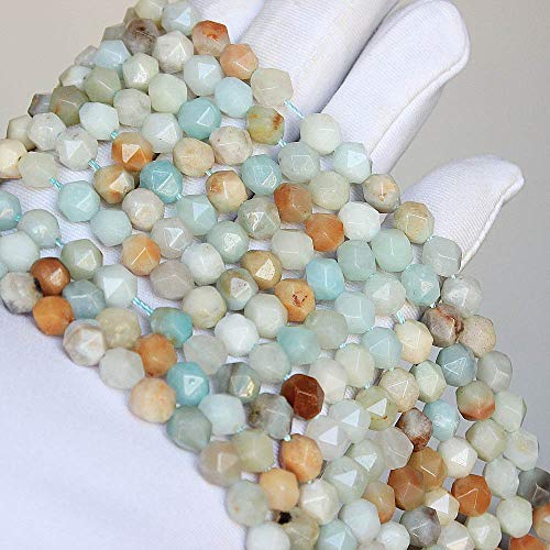 MJDCB Best Sellers Natural Stone Beads Faceted Polygon Amazonite Crystal Energy Stone Healing Power for Jewelry Making(8mm) - color: Amazonite
