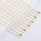 Wholesale 12PCS Gold Plated Solid Brass Satellite Beaded Ball Curb Thin Chain Necklace Bulk for Jewelry Making (16 Inch(1.5mm)) - color: Gold, size: 16 inch-1.5mm