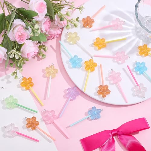 20Pcs Lollipops Resin Charms Colorful Heart Lollipop Charms Candy Dangle Pendants Lollipops Charm Pendant Bulk for Earrings Bracelets Necklaces Jewelry Making DIY Crafts Supplies - size: 64x24mm