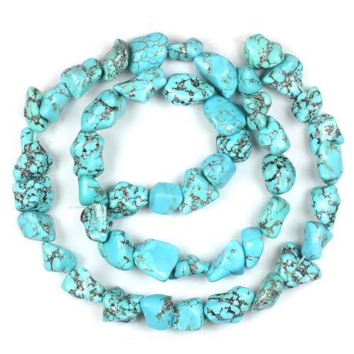 HAAMIIQII 10-15mm Freeform Irregular Blue Turquoise Beads Loose Gemstone Beads for Jewelry Making Strand 15 Inch (22-30pcs) - color: Freeform Turquoise