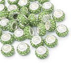 50 PCS Large Hole Crystal Charm Spacer Rhinestone Beads for Pens Making Bulk Jewelry Making Supplies DIY Crafts Bracelet(Green, 12mm) - color: green