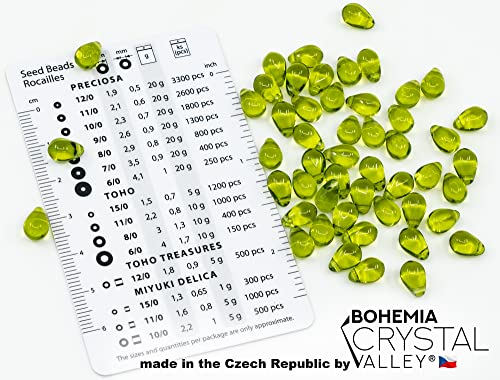 Czech 50-Piece Glass Beads, 6x9mm, Teardrop Olive Green - color: Olive Green
