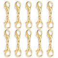 10 Pcs Double Lobster Clasp Necklace Chain Extenders Bracelet Clasp Connector Gold Lobster Claw Clasps Double Opening Jewelry Clasps for DIY Jewelry Making - color: Gold