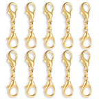 10 Pcs Double Lobster Clasp Necklace Chain Extenders Bracelet Clasp Connector Gold Lobster Claw Clasps Double Opening Jewelry Clasps for DIY Jewelry Making - color: Gold
