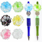 6Pcs Luminous Big Flower Fancy Beads for Pens Flower Focal Space Beads for DIY Craft Beadable Pens Keychain Bracelet Necklace Earrings Jewelry Making - color: Luminous Big Flower