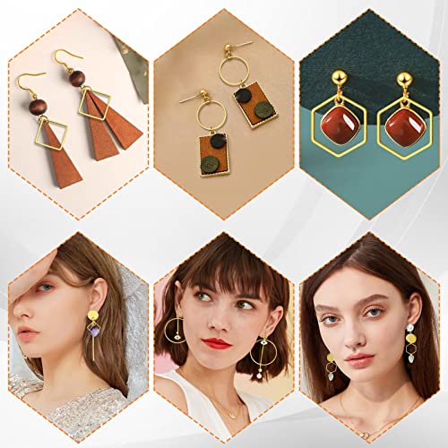 60pcs Beading Hoop Earring Findings Hypoallergenic Hexagon Square Round Earring Hoop Open Bezel Pendant Frame for DIY Crafts Accessories Supplies(Gold,3Shapes) - color: 60PCS;Square,Hexagon,Round;Gold