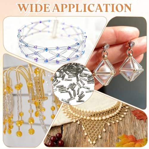 uxcell 1500Pcs Glass Bugle Seed Beads, 6x2mm Mini Long Tube Seed Beads Tube Loose Glass Seed Spacer Bead for DIY Earring Bracelets Necklace Jewelry Making Embroidery, Iron Grey - color: Iron Grey