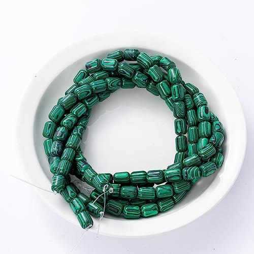 Natural Malachite Cylinder Tube Beads 10x14mm 38cm/str Loose Semi Gemstone Stone Beads for Making Bracelets Necklace - color: Malachite