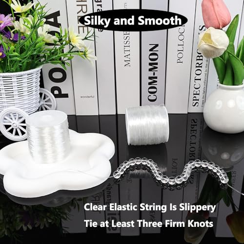 0.8 mm Stretchy Bracelet String, 2 Rolls Durable Elastic String, Clear Bead Cord for Bracelets, Necklaces, Beading, and Jewelry Making (200 m) - size: 0.8 mm